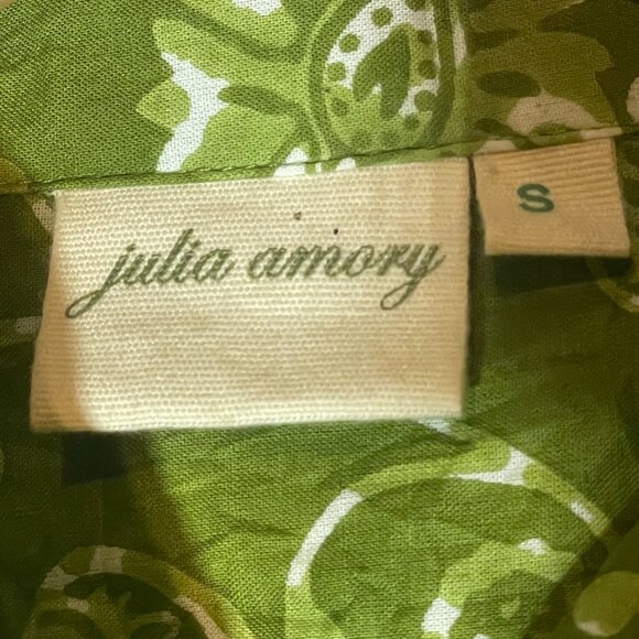 Julia Amory Husband Button Front Shirt Dress Cover Up Moss Petunia Small - Picture 2 of 6